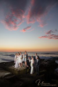 Bridal Party at sunset by the ocean, La Jolla Wedding Photographer, La Jolla Cove Wedding