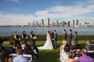 Centennial Park Coronado Wedding, San Diego Wedding Photography, wedding ceremony with city skyline
