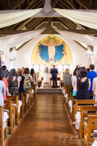 Mary Star of the Sea, La Jolla, San Diego Wedding Photography, bride and groom at altar