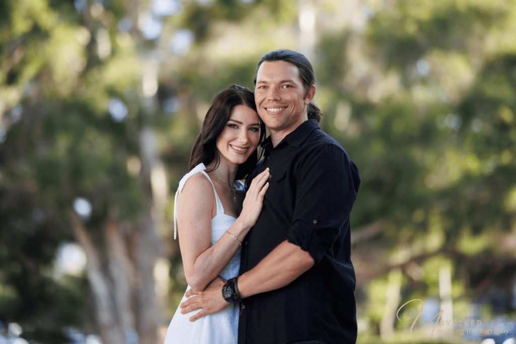 A happy couple posing for professional wedding photography in Calgary.