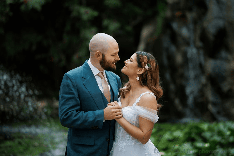 Bride and groom holding hands at small wedding venues in San Diego.