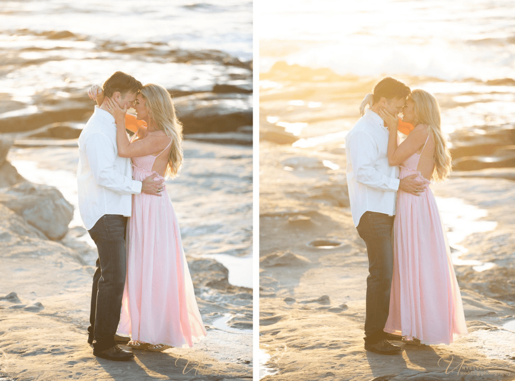 Sunset coastal portrait at stunning outdoor San Diego engagement photo locations.