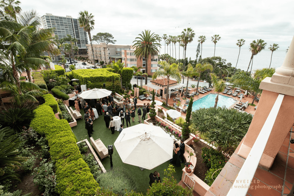 Aerial view of outdoor resort venue captured in scenic Wedding photography shots.